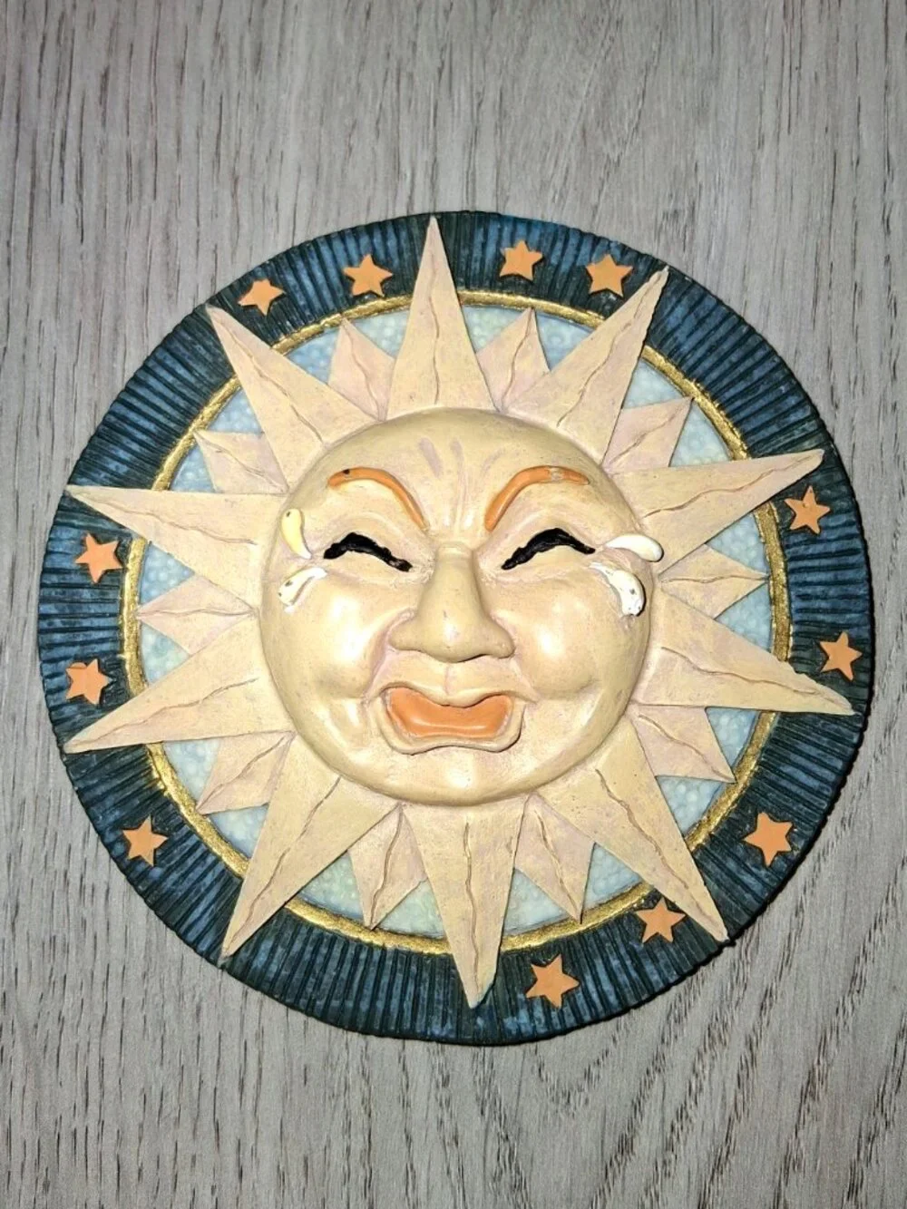 Vintage Celestial Home Decor Sun Medallion Moon and Stars Mini Frame Whimsigoth